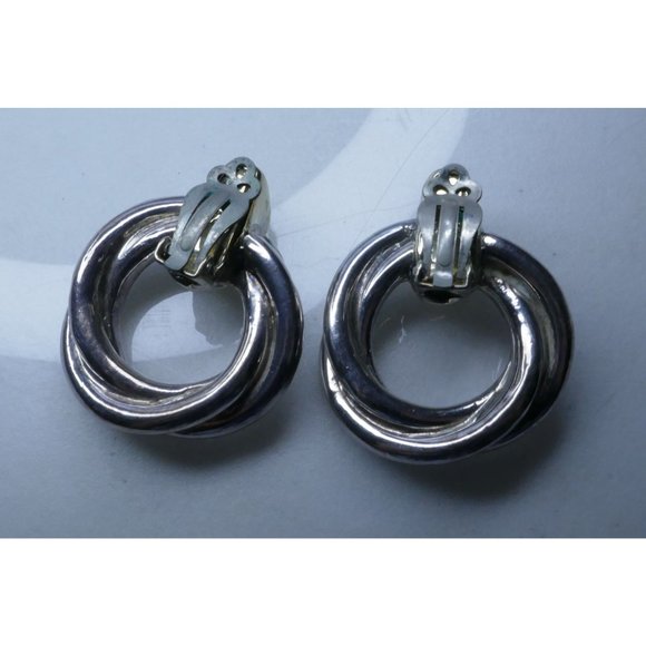 Vintage Sterling Silver Two Tone Electroform Wreath Earrings Signed CO - Picture 6 of 13